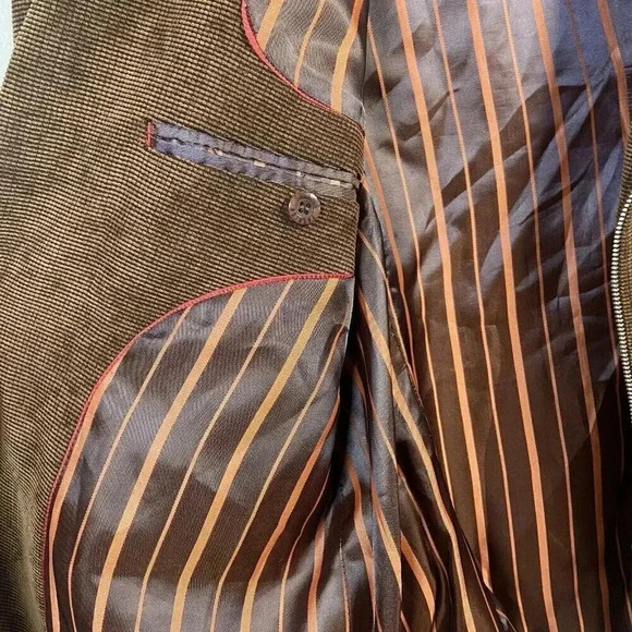 Venezzi Sport Coat L Brown Lined Textured Cosplay Eclectic Zipper Fall Business - Picture 9 of 14
